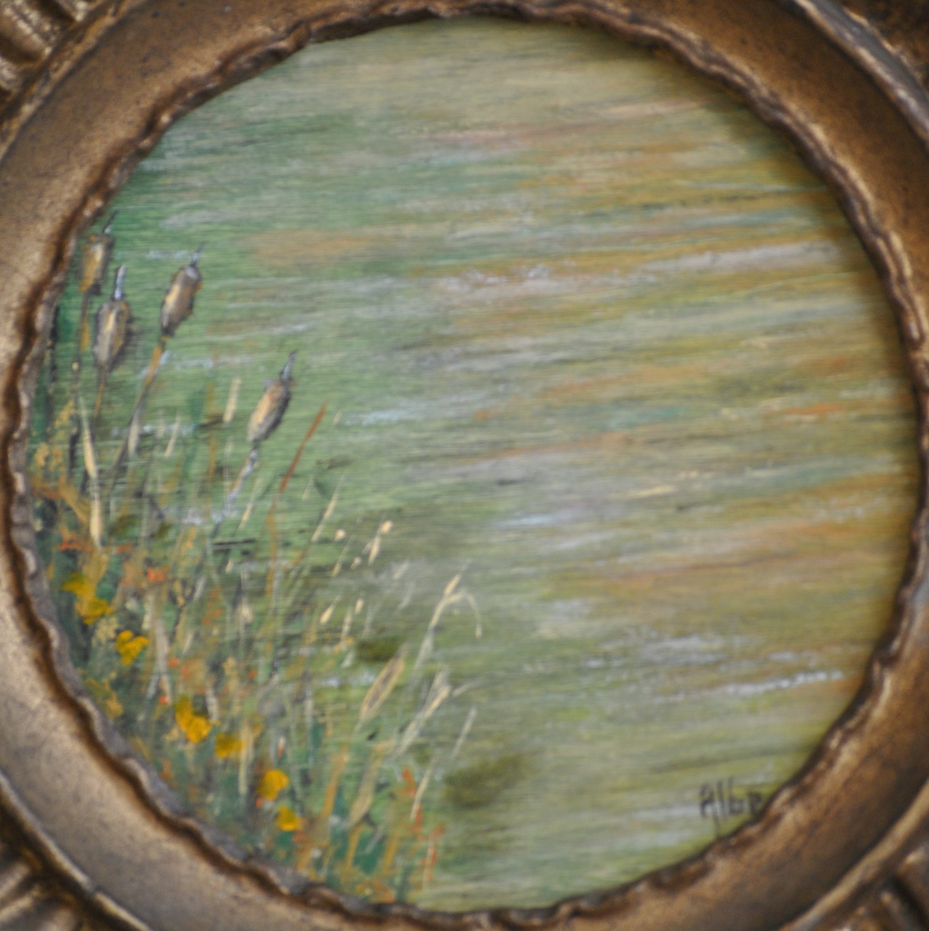 “Lungo il fiume” olio su tavola rotonda – diam. cm 13 “Lungo il fiume” olio su tavola rotonda – diam. cm 13