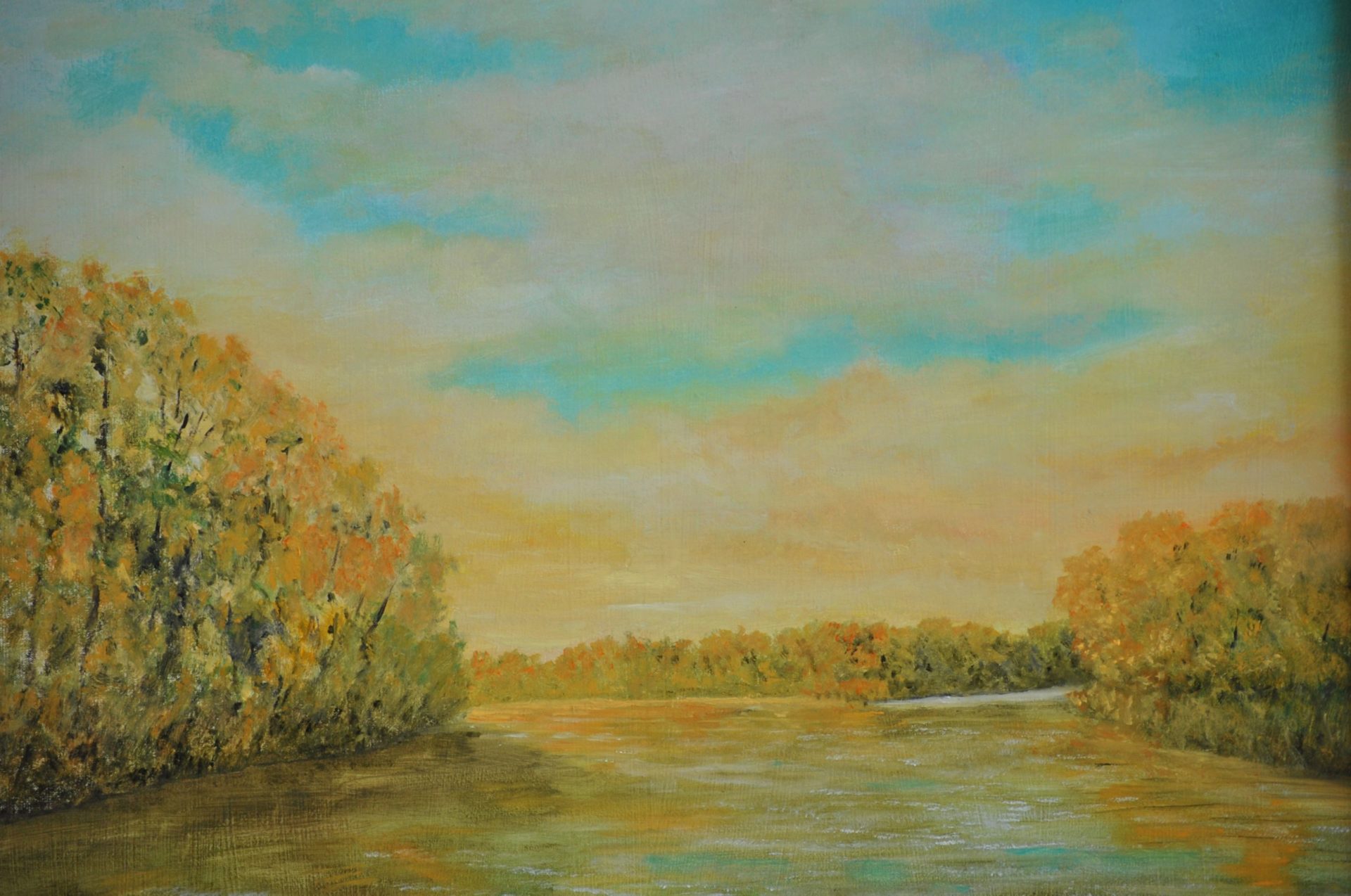 Fiume al tramonto” olio su tela cm 50×40 Fiume al tramonto” olio su tela cm 50×40